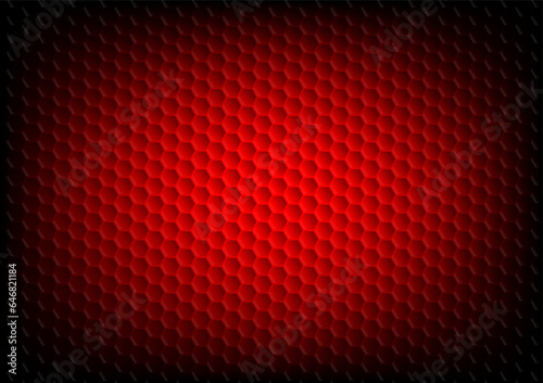 Abstract background image in red and black tones. The hexagons are connected to form a honeycomb with a fire in the middle. Futuristic design illustration for web, brochure, print.