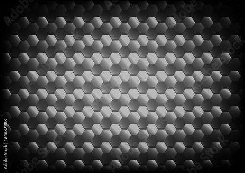 Abstract background image in white and black tones. The hexagons are connected to form a honeycomb with a fire in the middle. Futuristic design illustration for web, brochure, print.