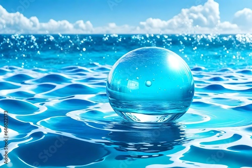 Stunning background with a water ball  sea  and ocean.