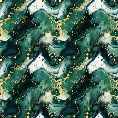 Green and Gold Marble seamless pattern, Emerald Marble textured background, Abstract green stone seamless design 
