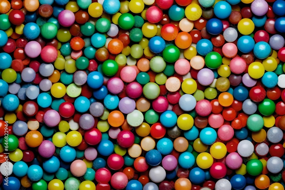 Rotation of colorful chewing gum in top view. Stack of colorful chewing gum