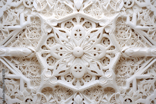 Qajar-Inspired White Lace Background with Geometric Shapes