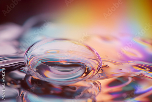 Macro water drop on a colorful background. AI Generative