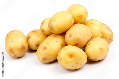 Fresh raw potatoes isolated on white background photo