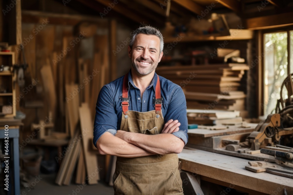 Caucasian Male Carpenter Backdrop Strong Generative AI Caucasian Male Carpenter Backdrop Strong Generative AI