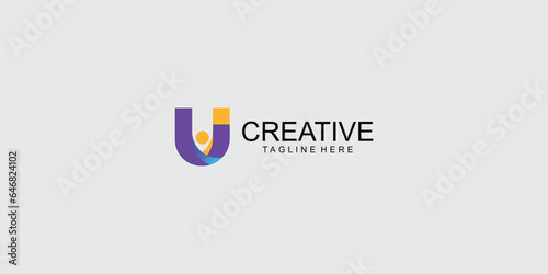 Creative letter U logo design with modern concept| full collor| premium vector