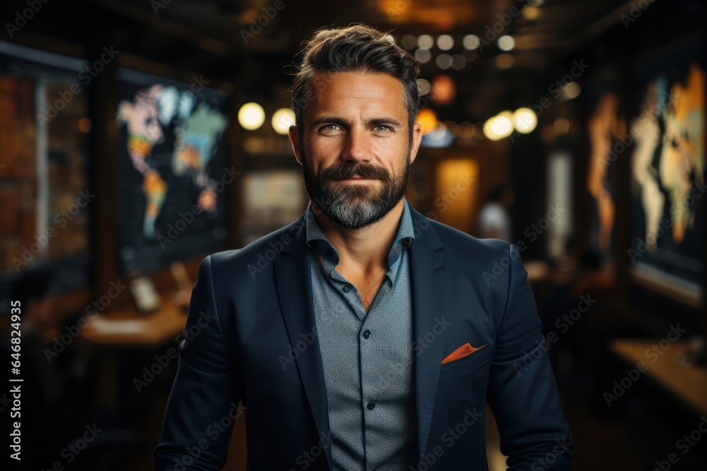 Caucasian Male Ceo Backdrop Scene Impressive Generative AI Caucasian Male Ceo Backdrop Scene Impressive Generative AI