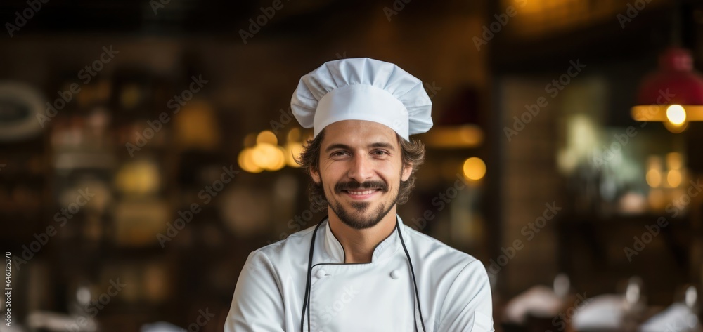 Caucasian Man Chef Backdrop Captivating Generative AI