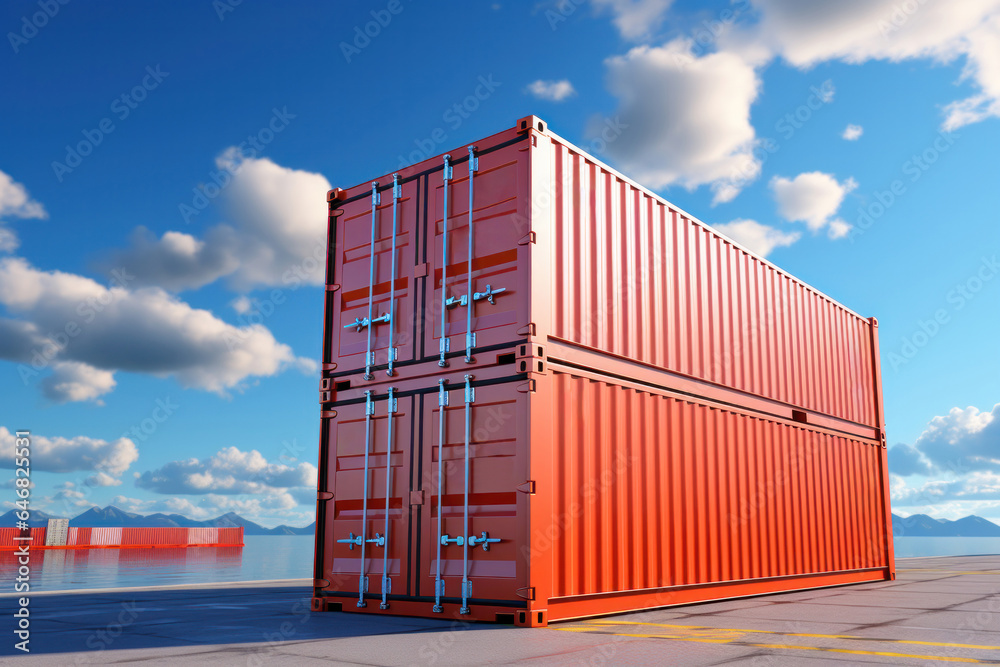 Fototapeta premium Freight transport, containers in the seaport, food crisis, grain deal