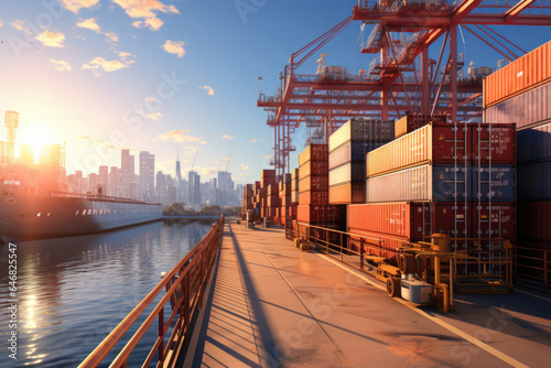 Freight transport, containers in the seaport, food crisis, grain deal