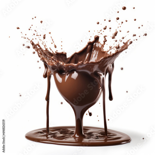 Dark or milk chocolate splashing into water creates a delicious and luxurious treat. AI Generative
