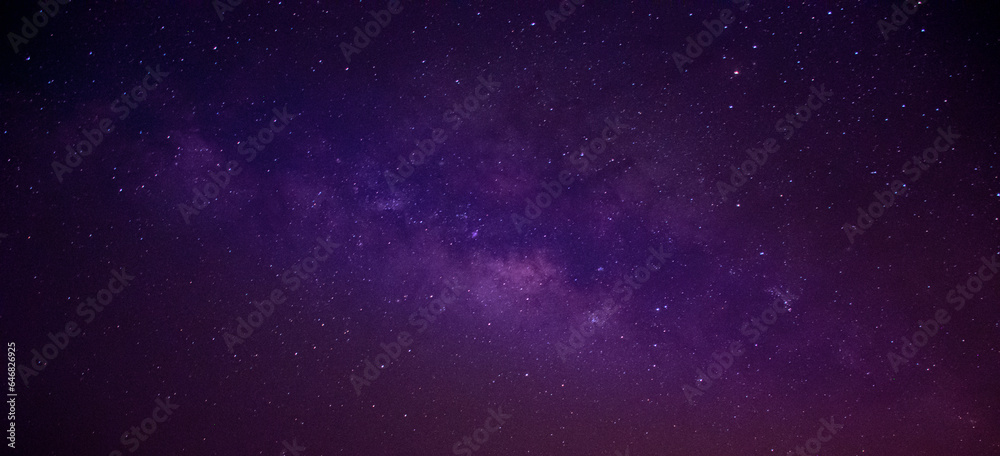 Panorama Milky way star on dark night.Deep sky on Universe. with noise and grain.Photo by long exposure and select white balance.