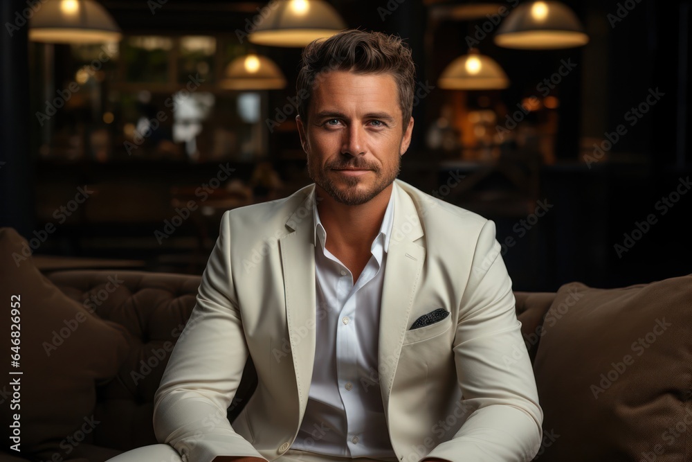 Caucasian Male Counselor Backdrop Strong Generative AI Caucasian Male Counselor Backdrop Strong Generative AI