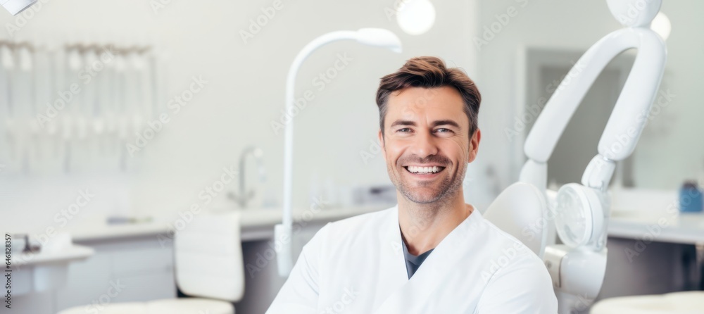 Caucasian Man Dentist Background Scene Smart Looking Generative AI