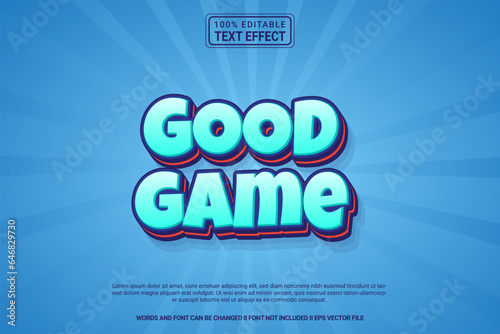 Editable text effect Good Game 3d cartoon template stlye modren premium vector