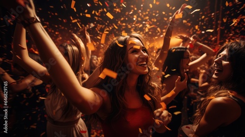 Beautiful young women celebrating having fun at a party