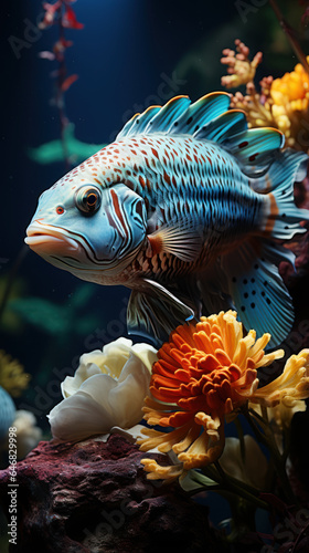 Aquarium light fish underwater scene blue 