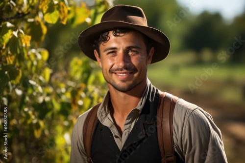 Caucasian Male Farmer Background Good Looking Generative AI