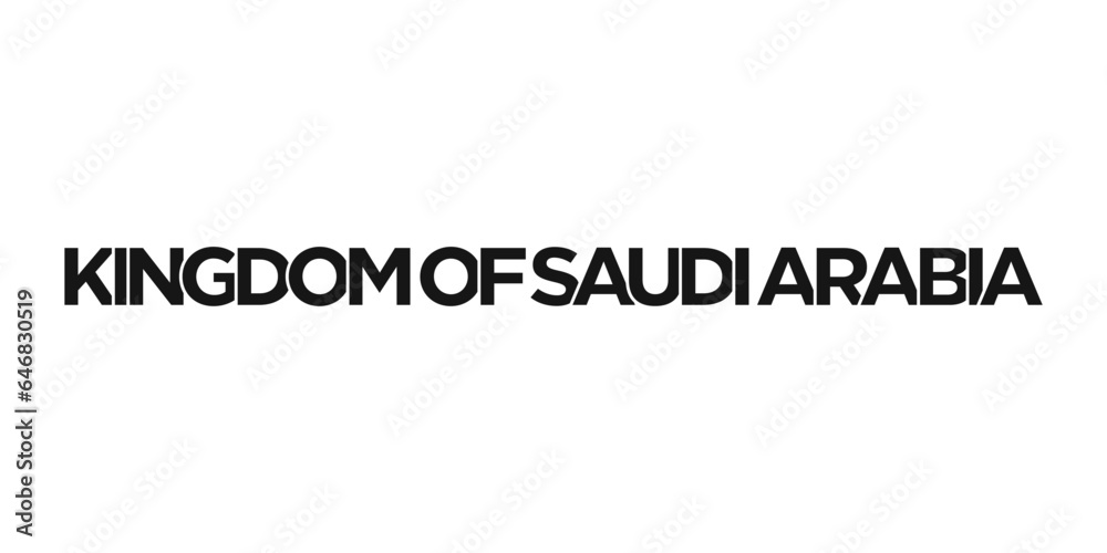 Saudi Arabia emblem. The design features a geometric style, vector illustration with bold typography in a modern font. The graphic slogan lettering. Saudi Arabia emblem. The design features a geometric style, vector illustration with bold typography in a modern font. The graphic slogan lettering.