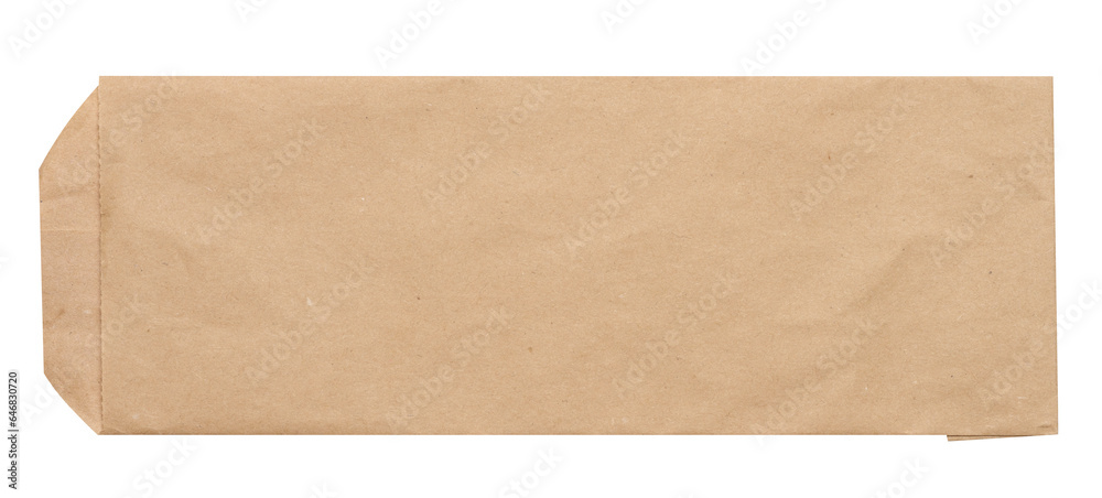 Rectangular envelope made of brown kraft paper on a white isolated background