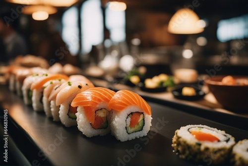 sushi bar counter in a restaurant photo