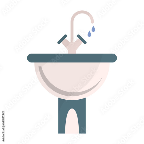 Leaked washbasin faucet concept, Plumbing and Sanitary Work Fix vector color icon design, Handyman Services symbol, House Repairing sign, Civil Engineering and Building Contractor stock illustration