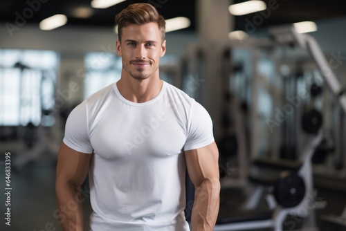 Caucasian Male Fitness Trainer Backdrop Charming Generative AI