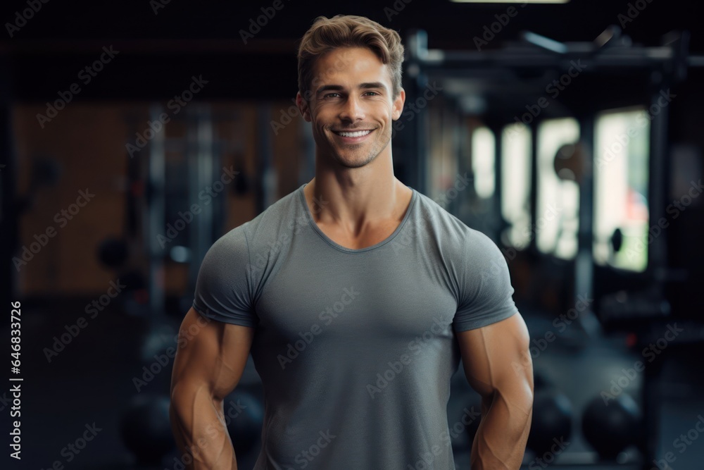 Caucasian Man Fitness Trainer Background Captivating Generative AI
