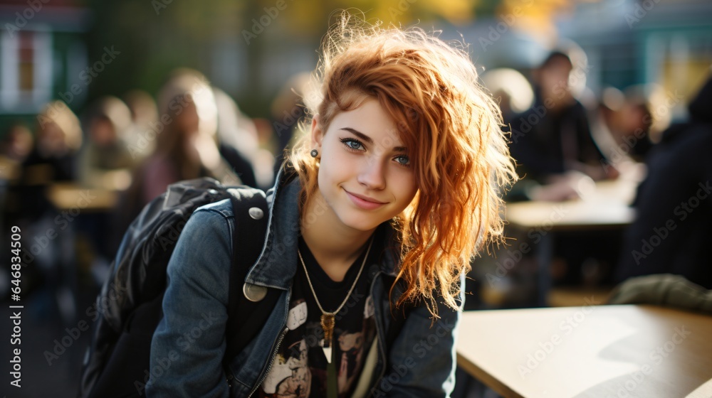 a female student with crazy hairstyle