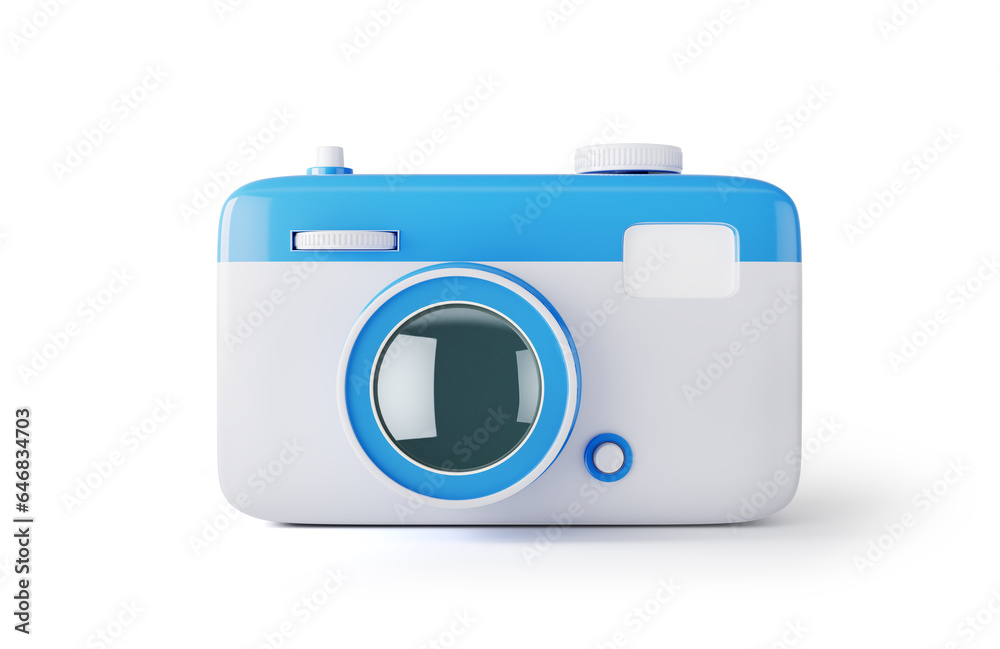 3d render cartoon camera icon isolated on a white background