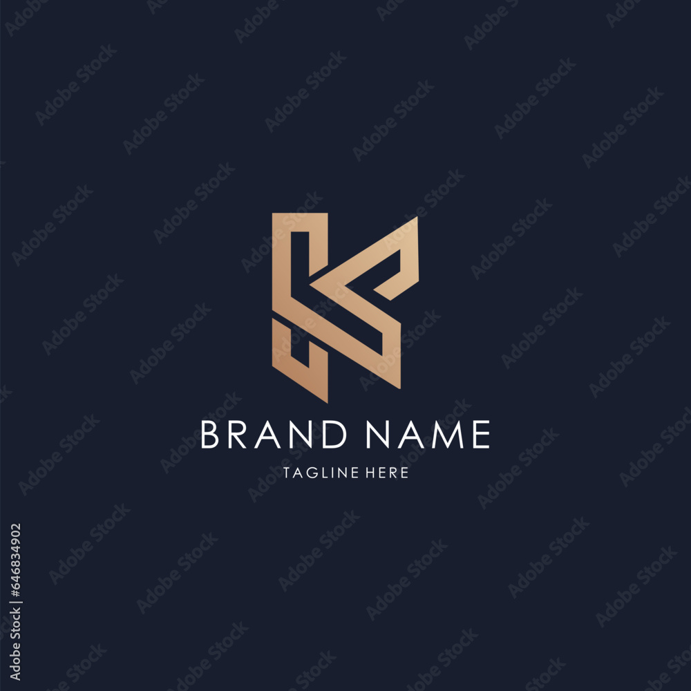 letter K logo monogram initial creative line design luxury concept golden style letter K logo monogram initial creative line design luxury concept golden style