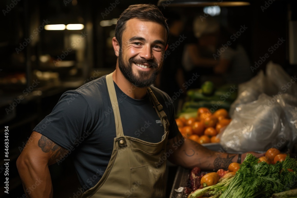 Caucasian Male Food Preparation Worker Background Hard Working Generative AI Caucasian Male Food Preparation Worker Background Hard Working Generative AI