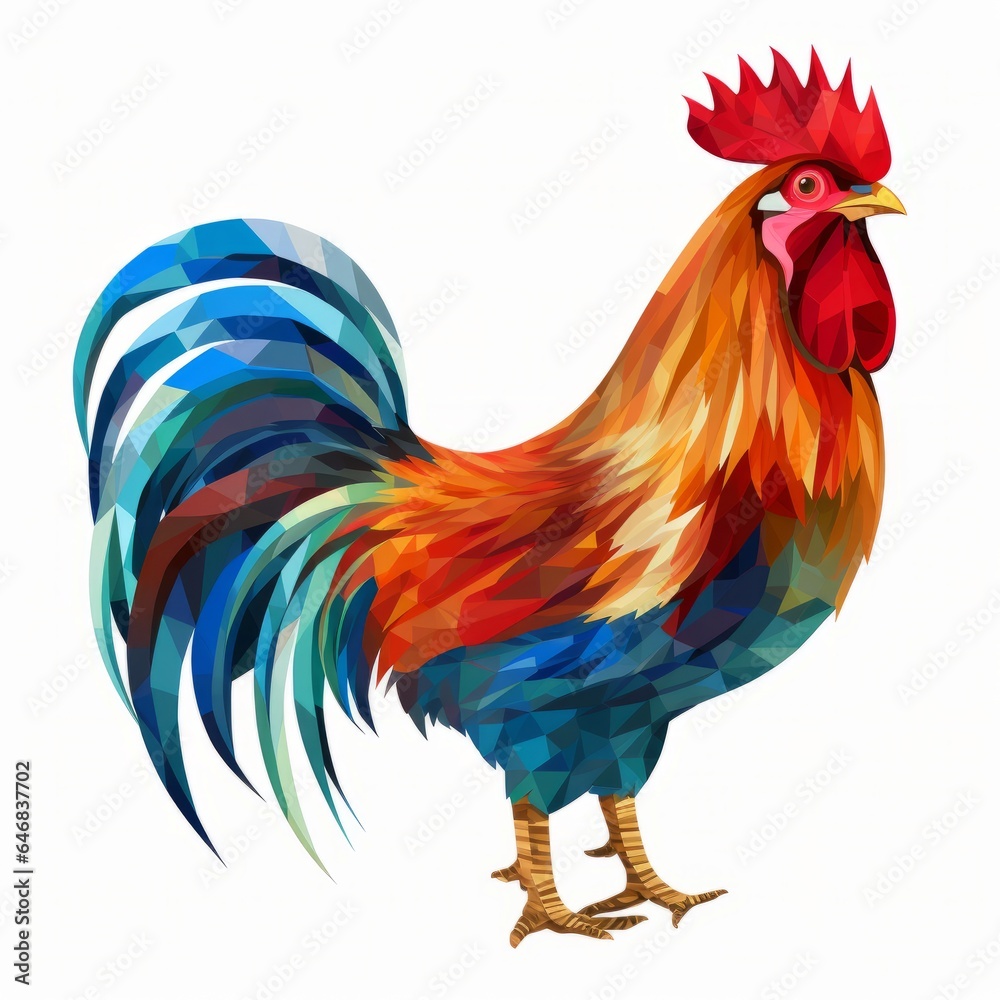 Rooster low poly triangular design