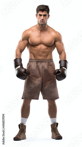 Young fit man posing with boxing outfit