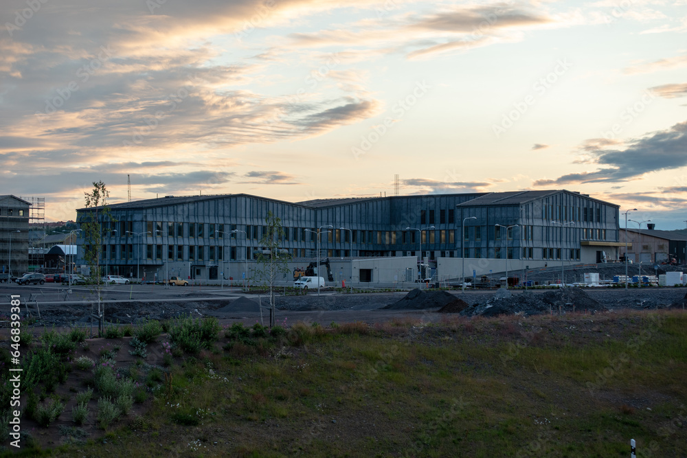 Fototapeta premium The new Police Station in Kiruna, Swedish Lapland. Taken 20 JULY, 2023.