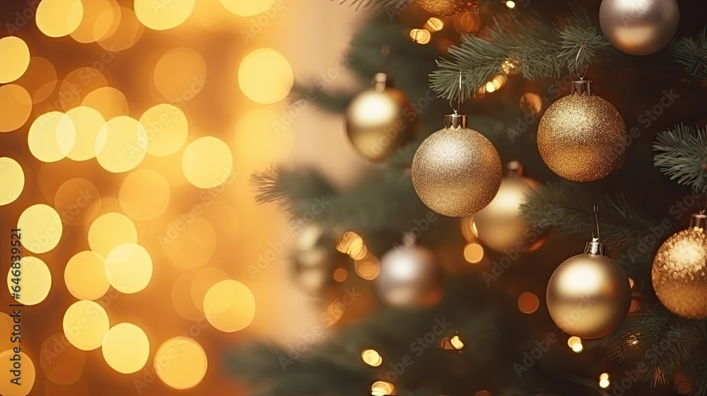 Image of Horizontal wallpaper close-up photo of christmas decorations on the Christmas tree Image of Horizontal wallpaper close-up photo of christmas decorations on the Christmas tree