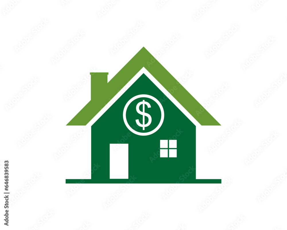 Green house with dollar symbol inside