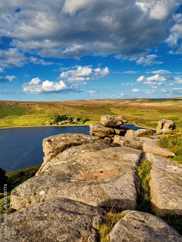 Widdop Reservoir, the view from stones at the top of the moor. Yorkshire