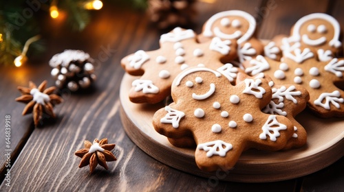 Image of horizontal wallpaper of christmas homemade gingerbread cookies.
