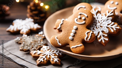 Image of horizontal wallpaper of christmas homemade gingerbread cookies.