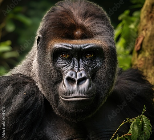 Close-up portrait of a gorilla.
