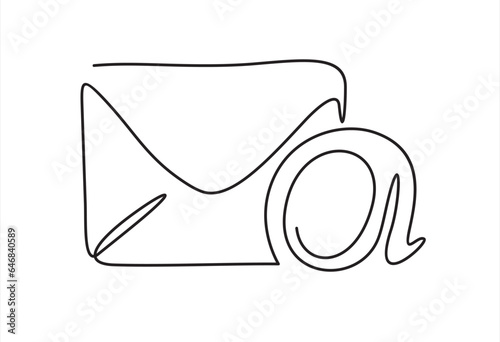 continuous one line drawing of 
Email message post letter send illustration sketch outline drawing.One line paper envelope. 