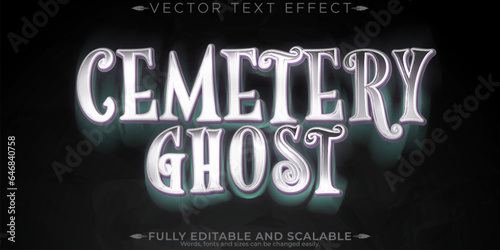 Cemetery ghost text effect, editable halloween and horror text style