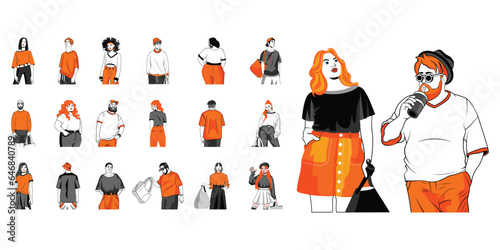 YOUNGS CHARACTERS MOCKUP TSHIRT ISOLATED CARTOON VECTOR