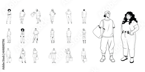 YOUNGS CHARACTERS MOCKUP TSHIRT ISOLATED CARTOON VECTOR