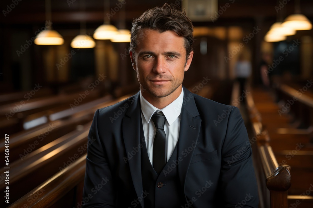Caucasian Man Lawyer Background Scene Smart Looking Generative AI Caucasian Man Lawyer Background Scene Smart Looking Generative AI