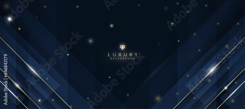 Luxurious dark blue background with sparkling gold and glitter. modern elegant abstract background
