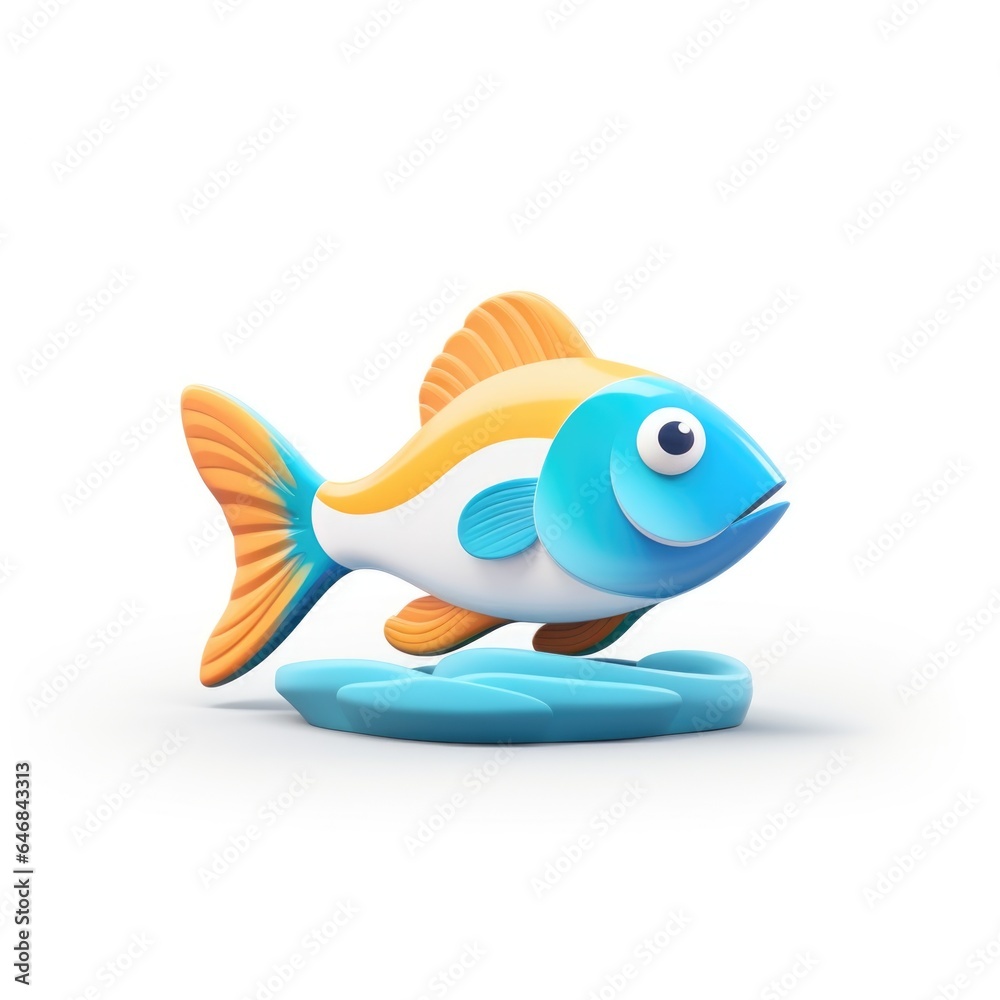 Fish mascot for a company 3D logo. Generative AI