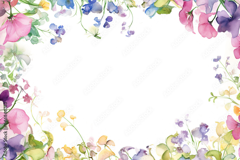 Watercolor of Sweet Pea flowers frames . Frame of social media post. Concept of flora background, celebration, party, wedding event and invitation. Watercolor of Sweet Pea flowers frames . Frame of social media post. Concept of flora background, celebration, party, wedding event and invitation.