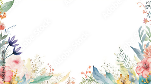 Watercolor of Wild flower frames . Frame of social media post. Concept of flora background  celebration  party  wedding event and invitation.